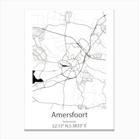 Amersfoort,Netherlands Minimalist Map Canvas Print