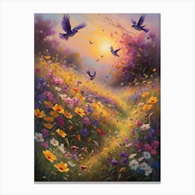 Birds In The Meadow Canvas Print