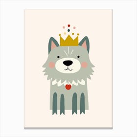 Little Timber Wolf 2 Wearing A Crown Canvas Print