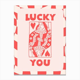 Lucky You Queen Of Hearts In Pink Canvas Print