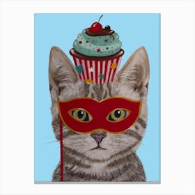Cat With Cupcake Canvas Print