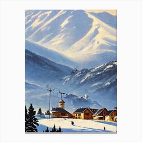 Gudauri, Georgia Ski Resort Vintage Landscape 1 Skiing Poster Canvas Print