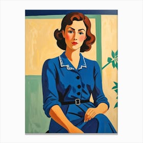 Woman In Blue Dress Canvas Print