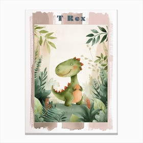 Cute T Rex Dinosaur Illustration 3 Poster Canvas Print