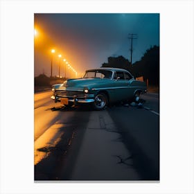 Classic Car At Night Canvas Print