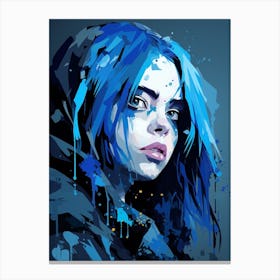 Billie Eilish Blue Portrait 1 Canvas Print