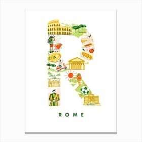 Rome Italy Travel Illustration Canvas Print