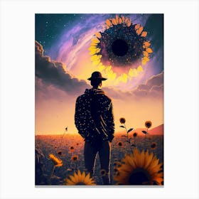 sunflower field in universe Canvas Print