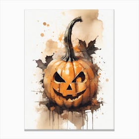 Getaucht in Schatten, erwacht zum Gruseln: Kürbis-Kunstwerk für Halloween V Canvas Print