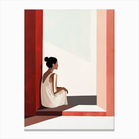 Woman Sitting By A Window, Minimalism Canvas Print