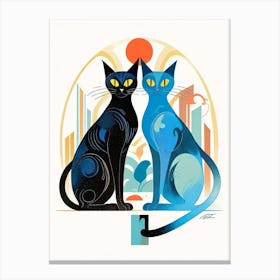 Blue Cats Canvas Print