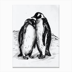 Emperor Penguin Huddling For Warmth 3 Canvas Print