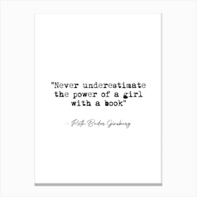 The Power Of A Girl With A Book Quote Canvas Print
