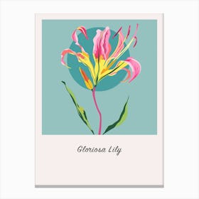 Gloriosa Lily 2 Square Flower Illustration Poster Canvas Print