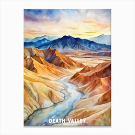 Death Valley National Park Watercolor Painting Canvas Print