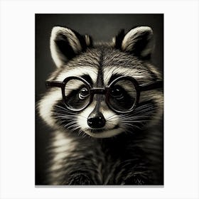 Raccoon Wearing Glasses Vintage 3 Canvas Print