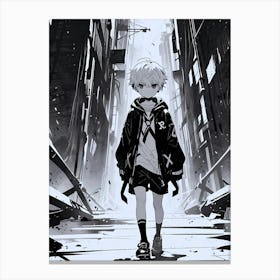 Anime boy through doom Canvas Print