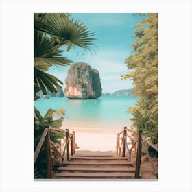 Railay Beach Krabi Thailand Turquoise And Pink Tones 1 Canvas Print