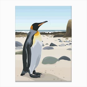 King Penguin Boulders Beach Simons Town Minimalist Illustration 4 Canvas Print