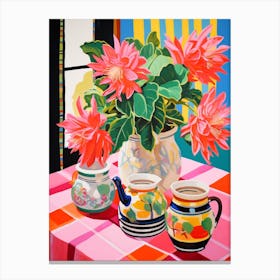 Cactus Painting Maximalist Still Life Easter Cactus 4 Canvas Print