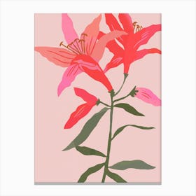 Tropical Red Lilies Canvas Print
