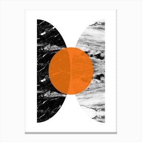 Orange and Black Marble Circles Print Canvas Print