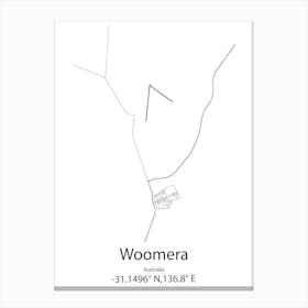 Woomera,Australia Minimalist Map Canvas Print