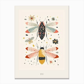 Colourful Insect Illustration Fly 12 Poster Canvas Print