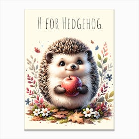 H For Hedgehog Nursery Canvas Print