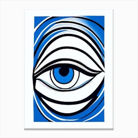 Spiritual Awakening, Symbol, Third Eye Blue & White 2 Canvas Print