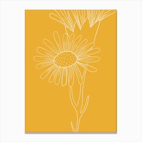 Mustard Yellow Floral Line Drawing Canvas Print