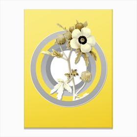 Botanical Venice Mallow in Gray and Yellow Gradient n.076 Canvas Print
