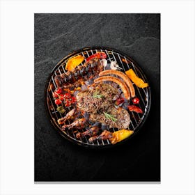 Grill BBQ — Food kitchen poster/blackboard, photo art Canvas Print