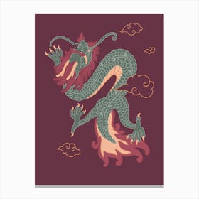Folklore Creature Chinese Dragon With Tail Vector Canvas Print