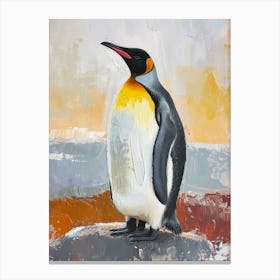 King Penguin Bartolom Island Colour Block Painting 1 Canvas Print