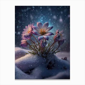 Snow flowers at night 1 Canvas Print