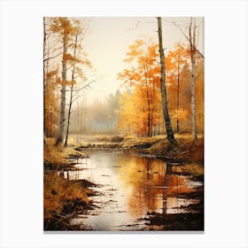 Autumn Forest Landscape Bialowieza Forest Poland 2 Canvas Print