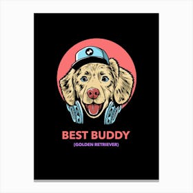 Best Buddy Golden Retriever -  design-maker-featuring-friendly-pet-illustrations Canvas Print