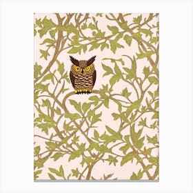 Great Horned Owl 2 William Morris Style Bird Canvas Print