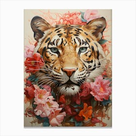 Tiger With Flowers 4 Canvas Print