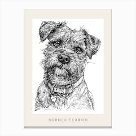 Border Terrier Dog Line Sketch 2 Poster Canvas Print
