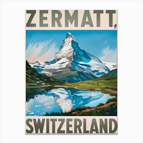 Vintage Travel Zermatt Switzerland Matterhorn Canvas Print