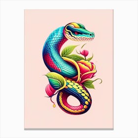 Crested Snake Tattoo Style Canvas Print