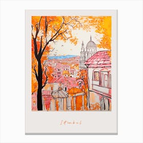 Istanbul Turkey Orange Drawing Poster Canvas Print