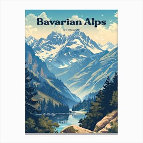 Bavarian Alps Germany Mountains Art Illustration Canvas Print