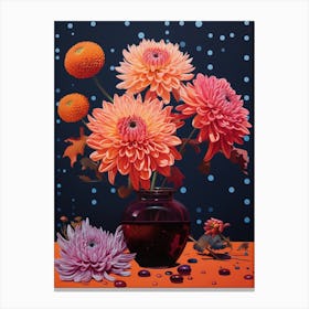 Surreal Florals Chrysanthemum 4 Flower Painting Canvas Print