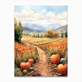 Pumpkin Patch, Watercolour 9 Canvas Print