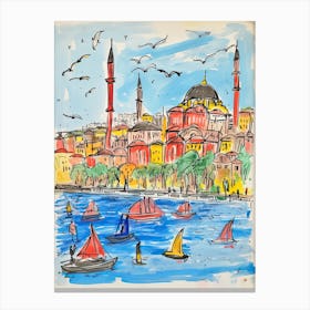 Istanbul, Dreamy Storybook Illustration 3 Canvas Print