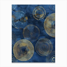 Circles In Blue And Gold 2 Canvas Print