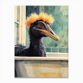 Ostrich In Bath Canvas Print